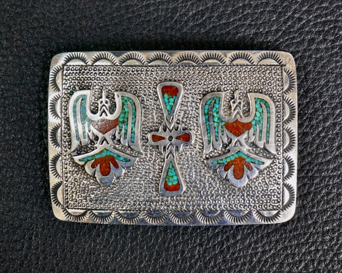 Navajo Turquoise Peyote Bird Silver Belt Buckle Signed $185 #etsy #navajo etsy.me/3byKvLr #southwestern #bohojewelry #turquoise #peyotebird #vintagebeltbuckle #nativeamerican #indianjewelry #beltbuckle #vinragejewelry #oldpawn Far-Rider-West.com 🐎🌵🌈
