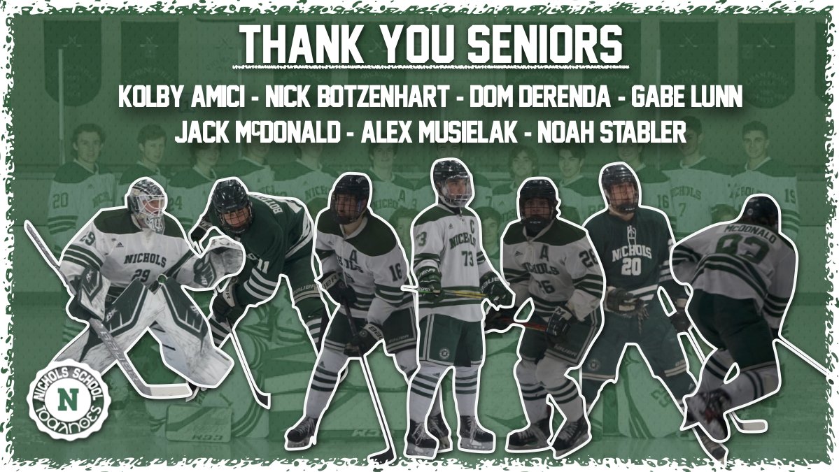 NicholsHockey's tweet photo. Every year, Nichols is proud to have student-athletes who represent the school through their hard work both on the ice &amp; in the classroom. We would like to honor those members of the Prep A Hockey team who are seniors &amp; have contributed to the history &amp; tradition of the School. https://t.co/Xif2vkTYiN