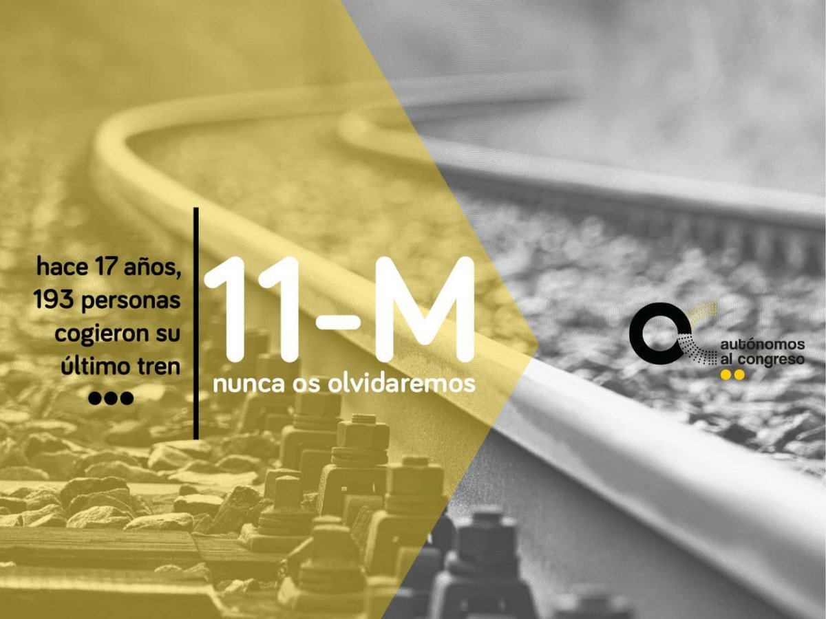 No podemos olvidarnos de las personas, de los seres humanos que no están… porque les debemos el recuerdo, les debemos la voz que ya no tienen... hoy 11 de marzo, RECUERDALOS , es la fecha para demostrar que nadie los podrá borrar de nuestra mente.
#autonomosalcongreso @AaC #11M