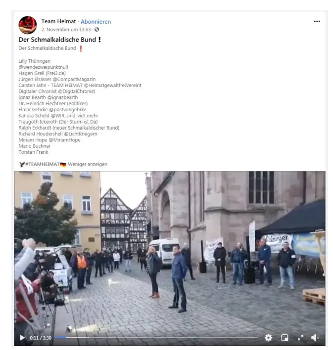 SvenIsHell's tweet photo. In #Schmalkalden (#Thüringen) trafen sich im letzten Jahr zahlr. mehr oder weniger bekannte Hetzer u. Hetzerinnen. Bei einem Aufmarsch waren auch #LillyThüringen u. Ignaz dabei. Veranstaltet wurde d. Ganze vom "Neuen Schmalkaldischen Bund".
#recherche #Steup #stopptdieneuerechte https://t.co/xnUXAoxcBZ