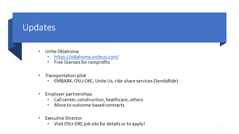 OKETAJobs's tweet photo. Thank you to Robert Stonebraker, OKETA Steering Committee member, for inviting us to share these exciting updates this morning with the Coalition to End Poverty. @HomelessOKC @occforg @OSUOKC @CCAOKC @okgoodwill https://t.co/35wNe1LWGA