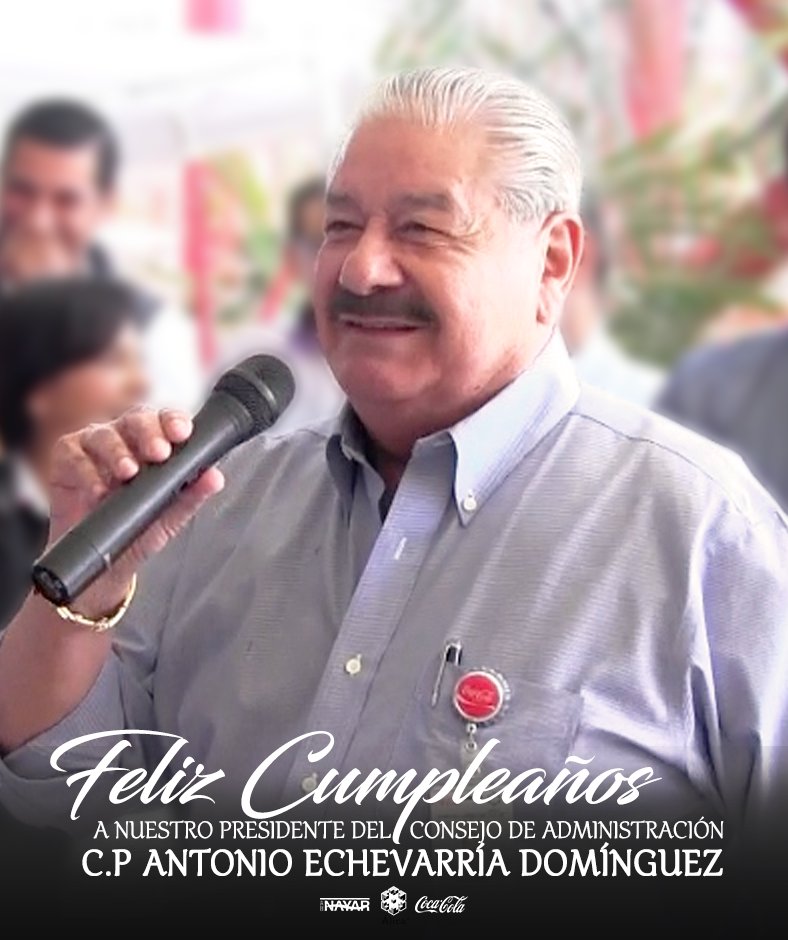 Hoy extendemos nuestra felicitación al C.P Antonio Echevarría Domínguez, presidente del Consejo de Administración de GRUPO ÁLICA y GRUPO EMBOTELLADOR NAYAR por cumplir un año más de vida.

¡FELICIDADES! 🎊