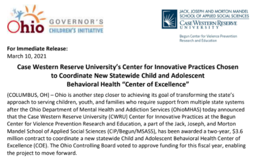 Begun Center For Violence Prevention We Are So Thrilled To Finally Announce Our Exciting News Our Own Cipbegun Will Coordinate The New Statewide Child And Adolescent Behavioral Health Centerofexcellence Led