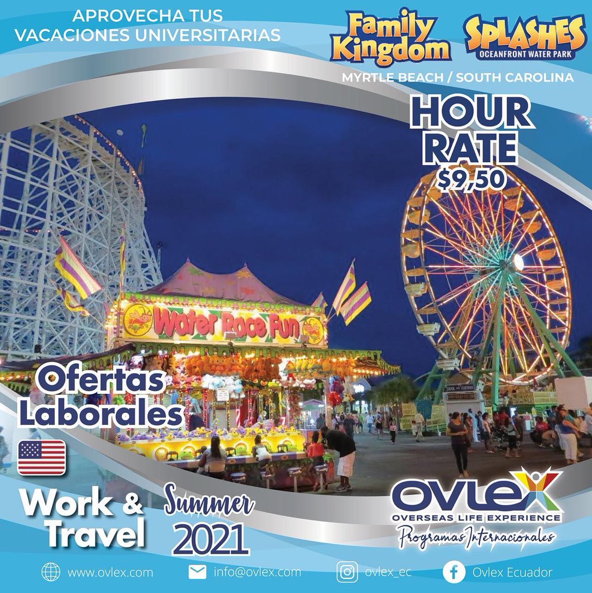Ovlex_ec's tweet photo. QUEDAN 5 🎟️🎟️🎟️🎟️🎟️CUPOS!!
Sé parte de #PremierAmusements y vive la magia de los parques de diversiones, aprovecha esta oportunidad y conoce la #Cultura de #EstadosUnidos!!
Contáctanos 👇
📲 WhatsApp UIO - 0995983863
📲 WhatsApp GYE - 0993027535
#Summer2021 #J1Program https://t.co/igD9hVc3sK