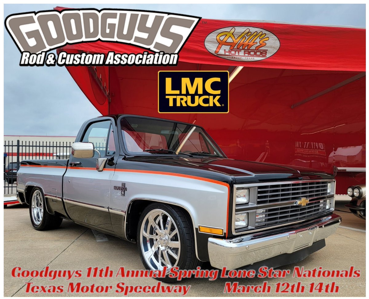 _SquareBodyUSA's tweet photo. Looking forward to tomorrow's @goodguys @LMCTruck 11th Annual Spring Lone Star Nationals out at @TXMotorSpeedway 
Going to be huge!! Be sure to come by our @_SquareBodyUSA booth https://t.co/kVjlpI1ss9