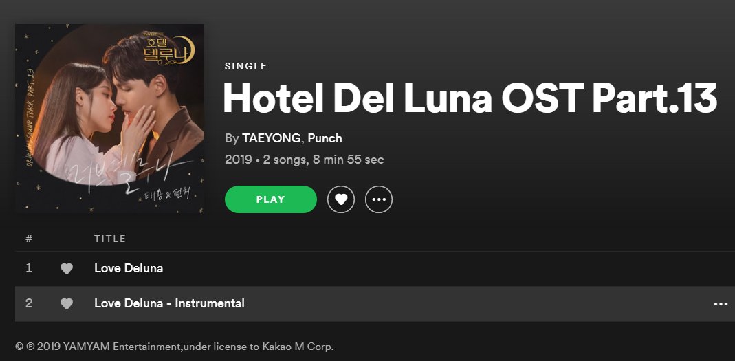 ltystreaming's tweet photo. 💙 'Love Deluna' has returned to Spotify and is also back on Spotify's 'Best of Korean Soundtracks' playlist!

#TAEYONG #태용 #テヨン @NCTsmtown 

🔗 Song: https://t.co/CMAoTcmfni
🔗 Playlist: https://t.co/HB45pBny2m https://t.co/5kyCeJ3V6B