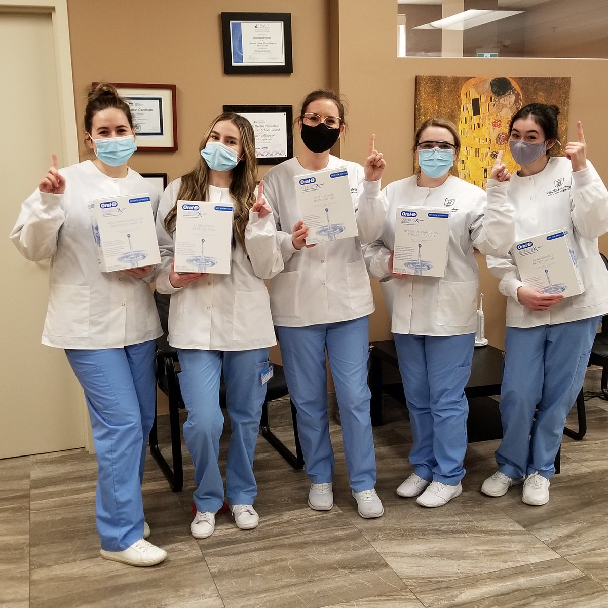 VanCollegeDH's tweet photo. Our first ever Scavenger is done and we have our winners.
Thank you to everyone who participated. 
In 1st place, winning a Crest Oral B electric toothbrush was "Plaque to the Future" (Yvette Marie Saunders, Richelle Wasylyk, Lydia Stupar, Jade Stuart &amp; Natalia Vasquez-Alarcon) https://t.co/Hx0NIydKkJ