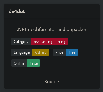 rawsec_cyber's tweet photo. New tools added to the Inventory:

🚀 Pentest Collaboration Framework made and added by @drakylar
🚀 de4dot made by wtfsck and added by @Jenaye_fr 

https://t.co/5X5G460dwV https://t.co/93ZMqHWrXe