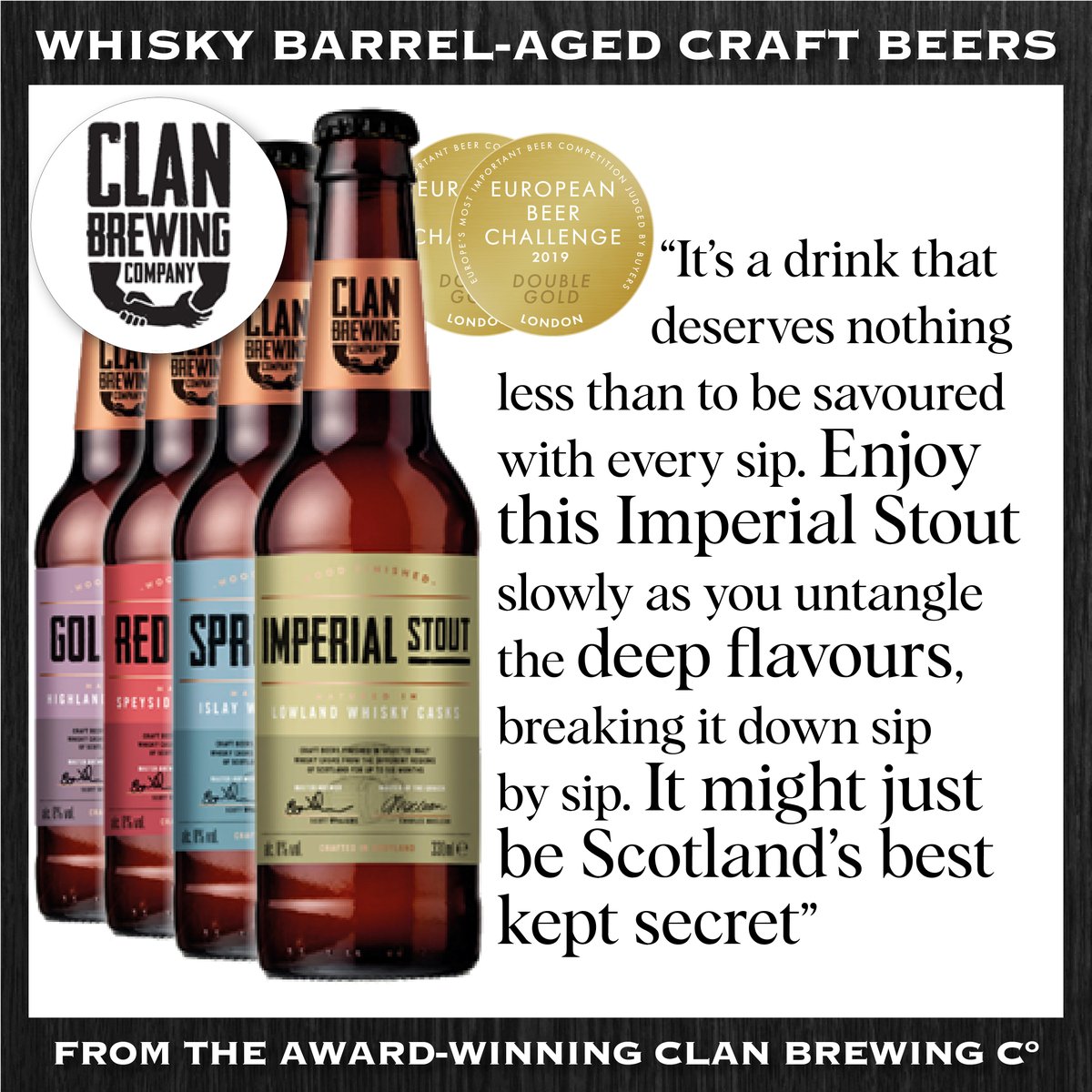Our Imperial Stout "might just be Scotland’s best kept secret!" We’ve had some pretty amazing things said about our cask-aged whisky beers but this has to be one of our favourites. See @thedeluxejournal for the full review. Buy online from liquidvault.co.uk/products/clan-…