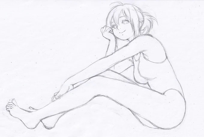 人物デッサンを集中的に練習しようと思い、なるべく全身描いてます。紙に鉛筆でラフ、デジタルで線画、簡易着色。書痙の症状と付き合いながら、なるべく手の負担を軽減する描き方を模索中です#dessin  #drowning#デッサン #クロッキー 