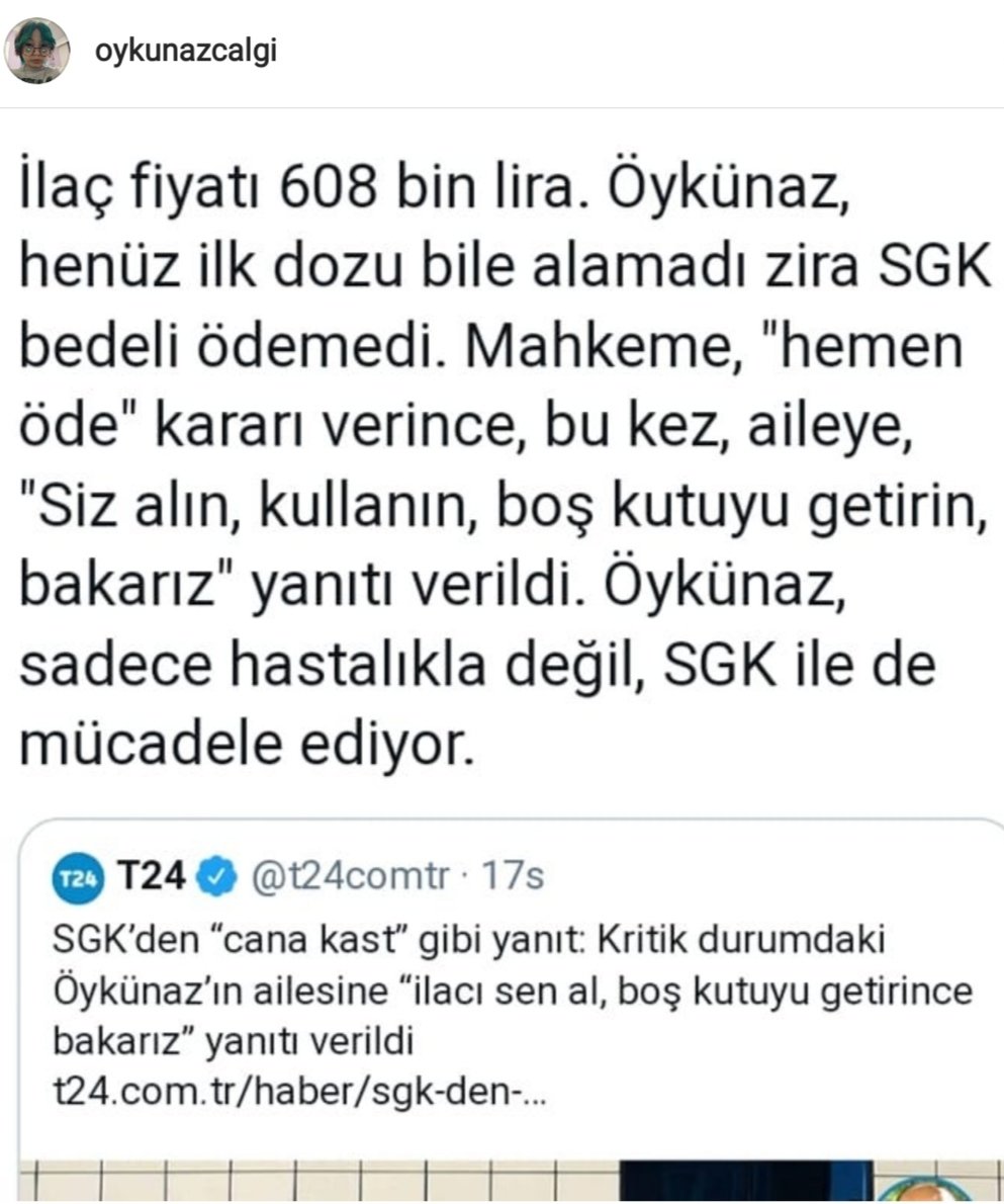 m5tf84's tweet photo. @drfahrettinkoca @saglikbakanligi Öykünaz kardeşimiz hastalıkla mücadele ederken böyle bir saçmalık kabul edilemez. @ProfDrAleks @ajansfenercom destek olur musunuz? #öykünazilaçbekliyor https://t.co/gSg5ztW3Ur