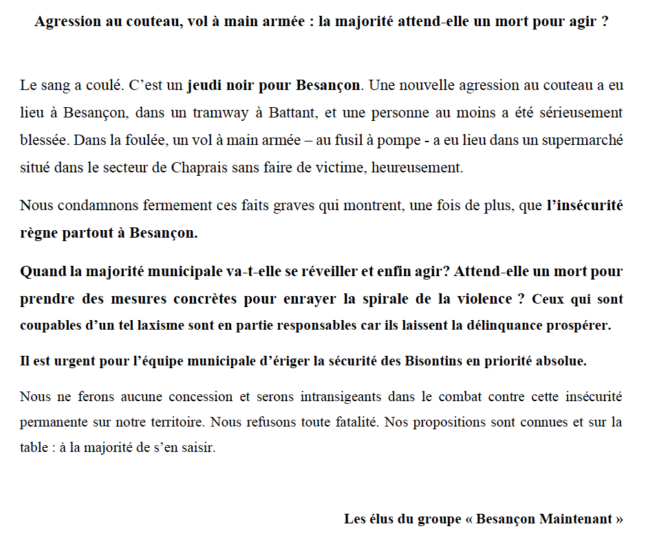 VILLAGESFM's tweet photo. (BESANÇON) Agression au couteau dans le tram. La réaction des élus. https://t.co/wdauagSAaj