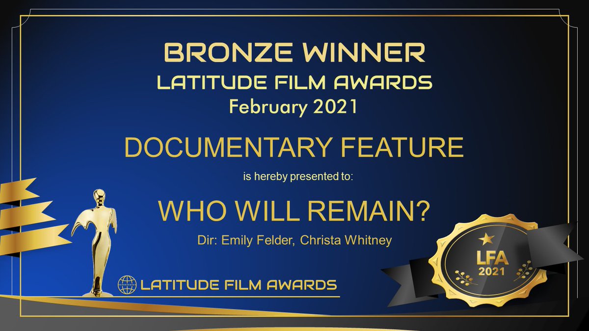 Thank you, Latitude Film Awards, for this honor! We are thrilled to be recognized as a Bronze Winner in your independent film competition. 

#VerVetBlaybn? #װערװעטבלײַבן #WhoWillRemainFilm  #femalefilmmakers #womeninfilm #Yiddish #documentary #LatitudeFilmAwards #London