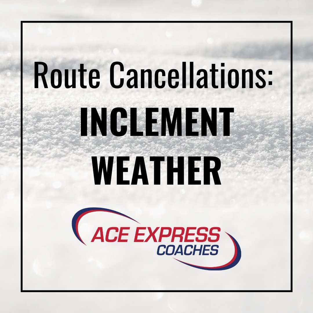 AceExpressBuses's tweet photo. CASINO SCHEDULE: Due to the incoming storm, we are proactively CANCELLING all routes on Saturday 3/13 &amp; Sunday 3/14. On Friday the last run up from Arvada will be 10:30pm and the last run down from Black Hawk/Central City will be at 12:15am on Saturday. https://t.co/keFW748GCt