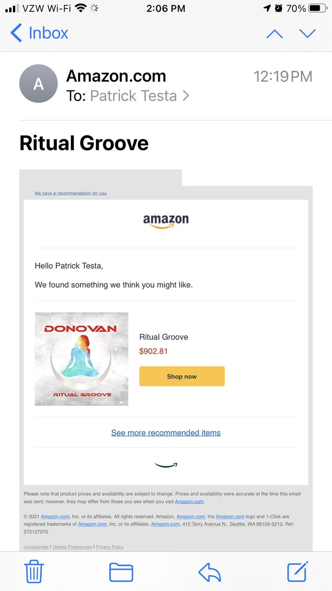 testaon's tweet image. When your world-class algorithm doesn’t exactly hit the mark. Yes. That’s a CD they are recommending to me.