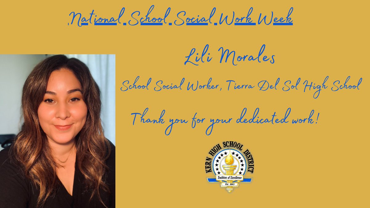 KHSD_Official's tweet photo. Happy National School Social Work Week! Thank you, Lili Morales, School Social Worker at Tierra Del Sol High School,
for your dedication to our students, families, and entire school community! #KHSDCares #SWWeek2021 #BeaconofHope https://t.co/BAA388pDhB