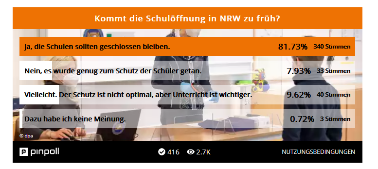 dazugeberin's tweet photo. Falls ihr Lust habt, bei einer aktuellen Umfrage zum Thema #Schulöffnungen in #NRW mitzumachen, hier habt ihr die Gelegenheit dazu:

https://t.co/mQhXzW9rfc https://t.co/Y8lj6kJxWN