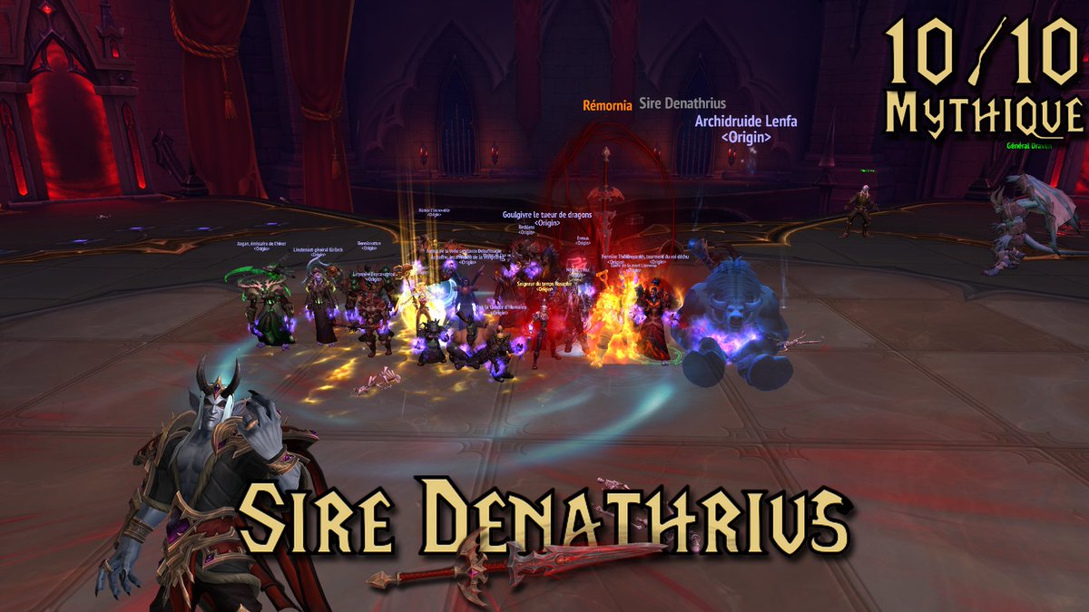 OriginSargeras's tweet photo. Après quelques massacres de valetailles, le Maître et son épée ont cessés leur règne de terreur sur Revendreth 🧛‍♂️
Hier soir, Origin a défait Sire Denathrius dans sa demeure, au Château Nathria en Mythique ! 💀
La guilde se place 23ième au top Fr. https://t.co/HZrWKiLkgO