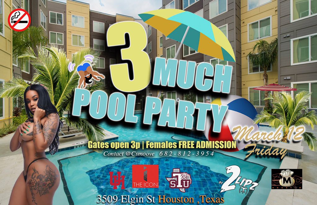 smoove_levi's tweet photo. #3MuchHouston we are having first pool party and we live on my soul ‼️

We gonna have @Dj2lipz and the fine #3Muchgirlz in attendance 

NO GLASS BOTTLES ❌

#tsu #PVAMU #uh https://t.co/xdD4260xV6