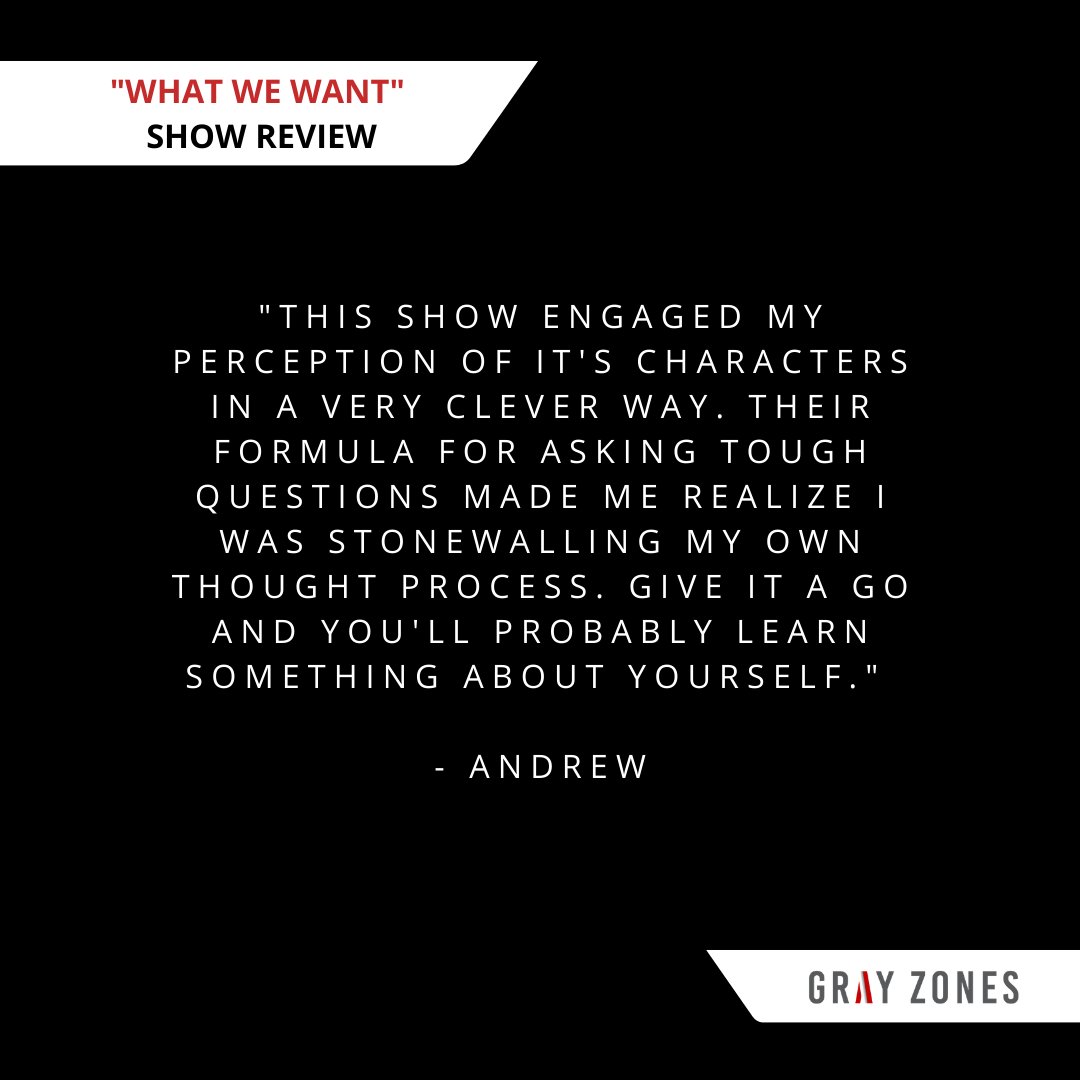 I hope you all love reframing as much as I do! We produced a play about attachment vs. attraction. You watch, vote, then join a live discussion to see how your POV compares to others. Join us as we experiment with this new format! Tickets and more info at grayzones.org