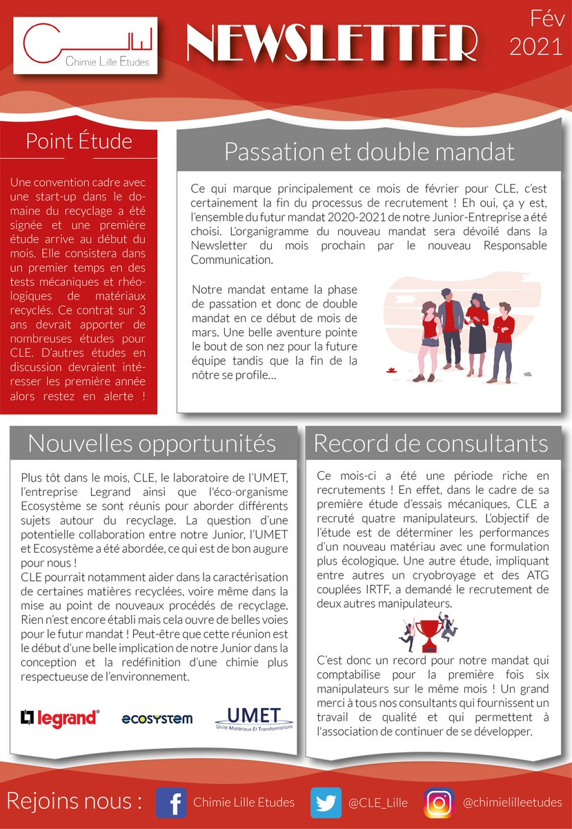 Chimie Lille Etudes (@cle_lille) on Twitter photo Bonjour cher réseau,
Voici les News hivernales de Chimie Lille Etudes. ❄️
Il s'en est passé des choses en 28 jours. N'attendez pas et allez checker ça ! 👀
Bonne lecture📜
#WeAreJE
#CNJE
#Chimie Bonjour cher réseau,
Voici les News hivernales de Chimie Lille Etudes. ❄️
Il s'en est passé des choses en 28 jours. N'attendez pas et allez checker ça ! 👀
Bonne lecture📜
#WeAreJE
#CNJE
#Chimie