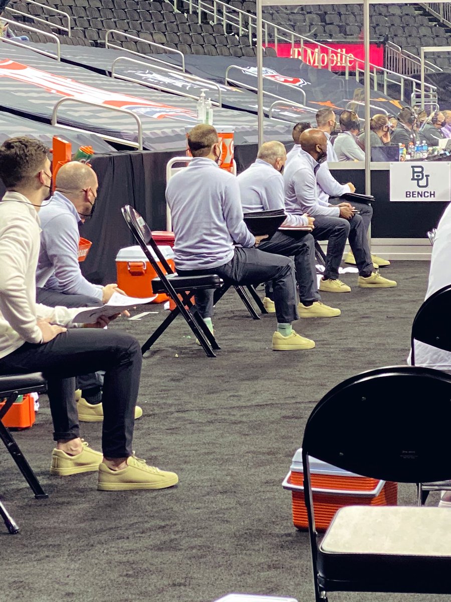 Okay <a href="/BaylorMBB/">Baylor Men’s Basketball</a> coaching staff. These kicks are a VIBE. All matching including <a href="/BUDREW/">Scott Drew</a>