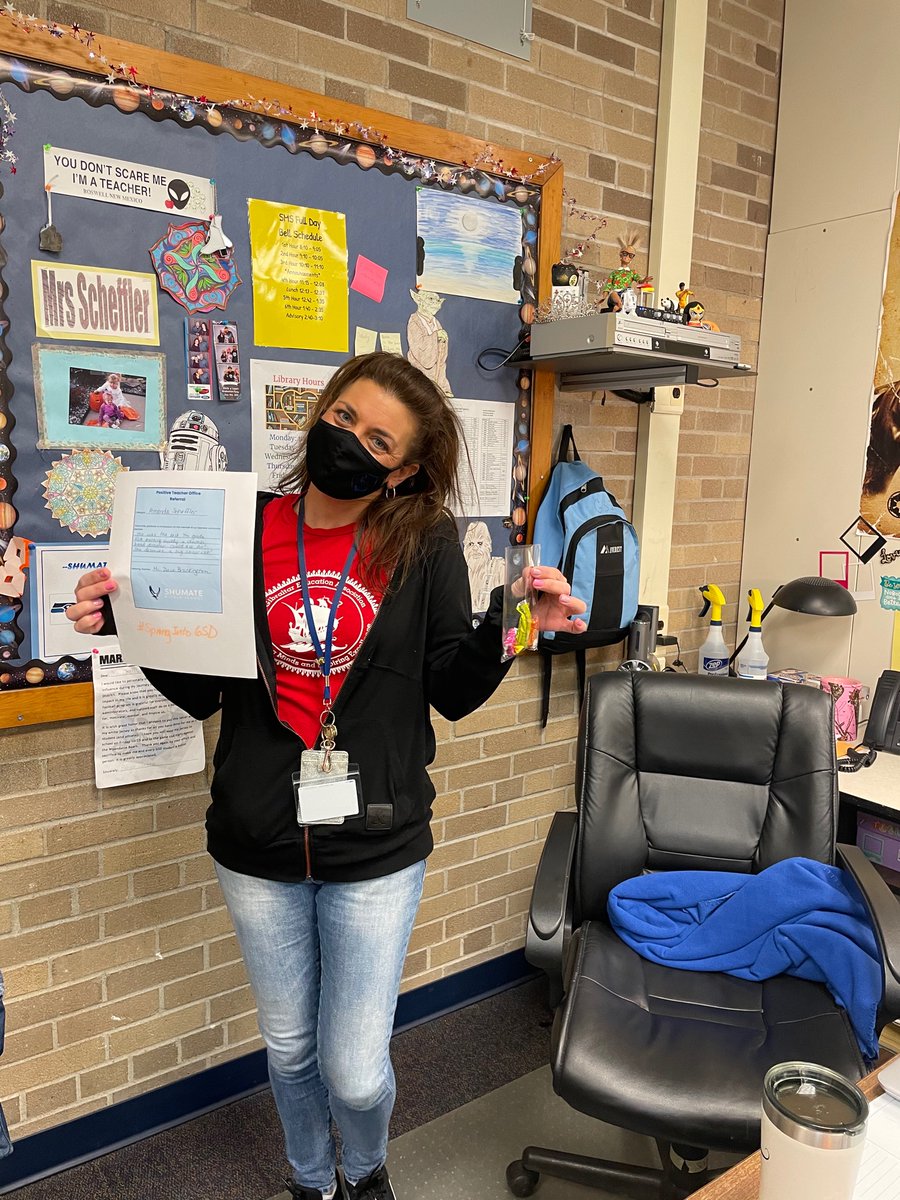 CoachesSms's tweet photo. Again, Mrs. Scheffler received a positive office referral. We love you @mandyscheff! #SpringIntoGSD https://t.co/Iz9UVVVEoF
