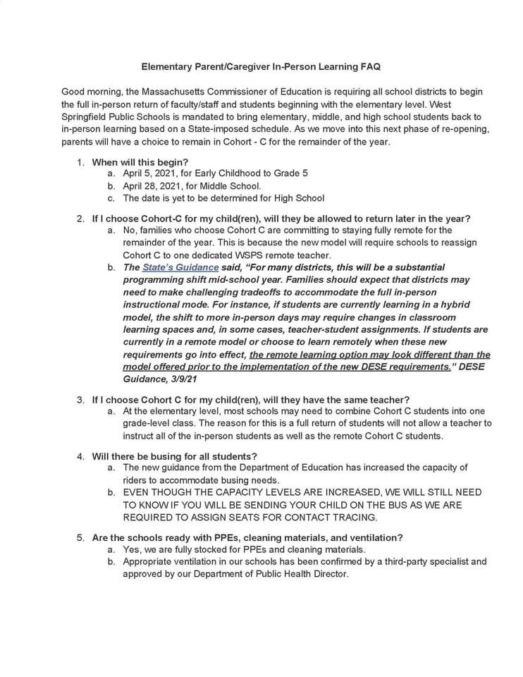 MayorReichelt's tweet photo. Please review the FAQ the Superintendent has released for our full return to in-person learning. Please contact your child’s principal with any building specific questions. https://t.co/3yuNMiaIZH