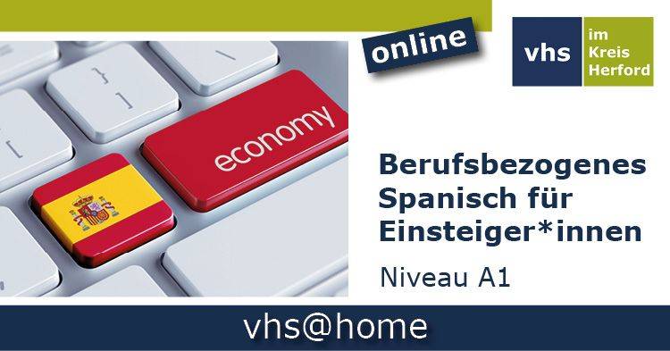 volkshochschule's tweet photo. Von Null auf #Spanisch für den #Beruf? Hier kommt das passende #Online-Angebot: Berufsbezogenes Spanisch für Einsteiger*innen, Niveau A1: einfache Konversation, Hörverstehen und grundlegende Grammatik ... #vhs #Herford https://t.co/GJDzT7vlFt #sprachenverbinden #smartforfuture https://t.co/Tjy1VtVjLY