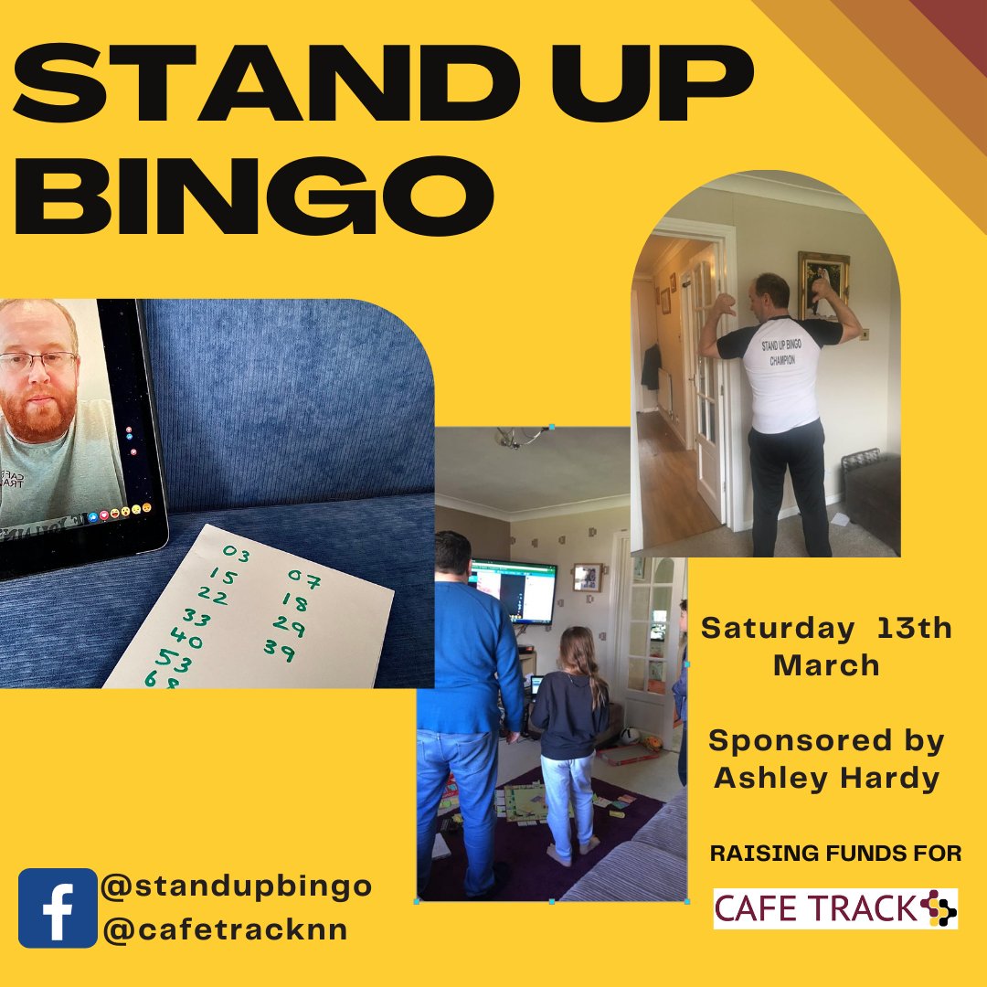 tjc1981's tweet photo. #StandUpBingo returns this Saturday. Raising funds for @cafetracknn (Supporting autistic adults to access employment) Made in Northampton, Played Around the World. Come and Join the Fun https://t.co/eveDjrh4p1 #NorthantsHour https://t.co/cJ8sLzruNj