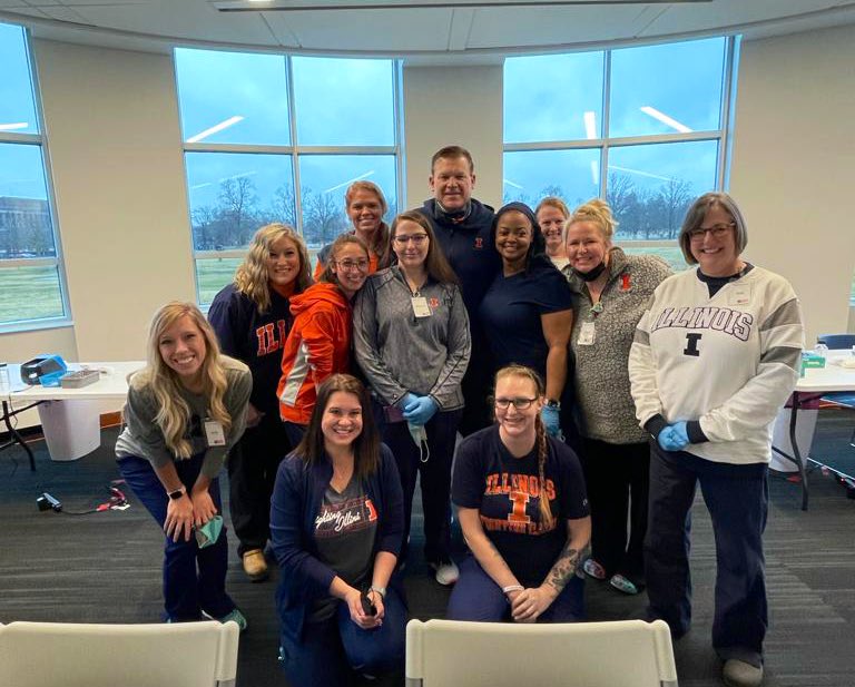 This morning was our last day of testing with this awesome group of nurses from <a href="/MaximHealthcare/">Maxim Healthcare</a>! 

They have taken care of us every single day for the last 6 months, and we cannot thank them enough for everything they have done for <a href="/IlliniMBB/">Illinois Men's Basketball</a>. 🔶🔷