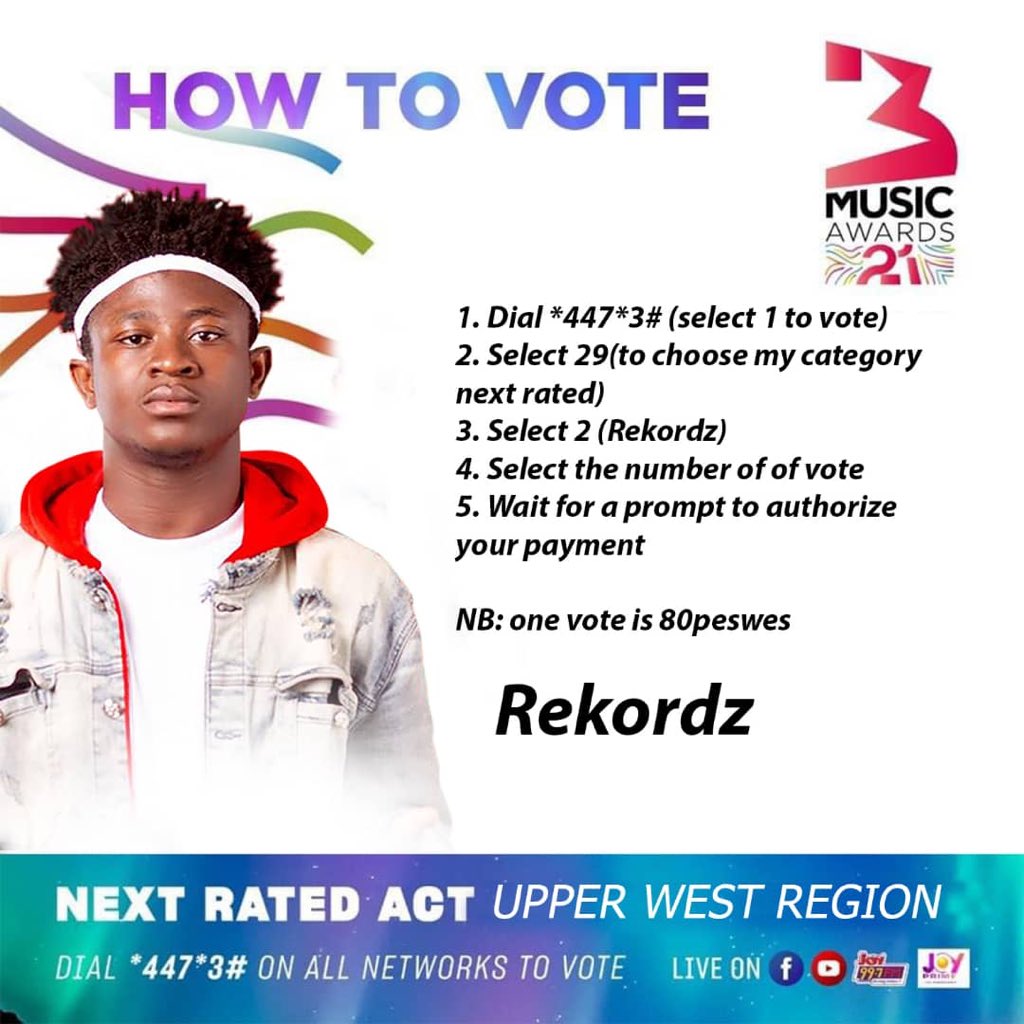 Rekordzgh's tweet photo. We have been nominated @3musicawards21 #nextratedact of the year. We are representing Upper West and i call on you all to vote massively for me. Mighty @samini our region is on again!! ๐๐๐โโ๏ธ https://t.co/j4Ro9nDuIh