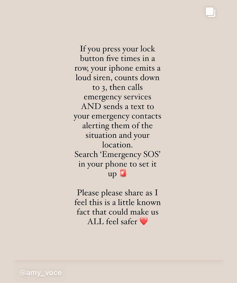 Did not know this❣️
Women should not have to fear walking down the street alone but it’s good to know that this is on your phone! #ReclaimTheStreets