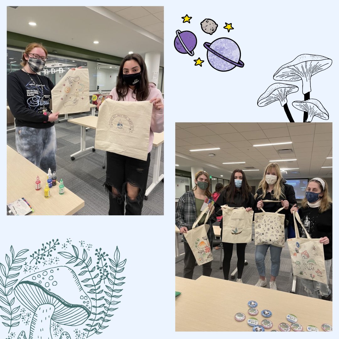 PSSCouncil's tweet photo. Check out these amazing totes you guys created last week! They all get a 10/10 🌟 and make sure to look out for future fun events you can do with us! https://t.co/w36MevnD83