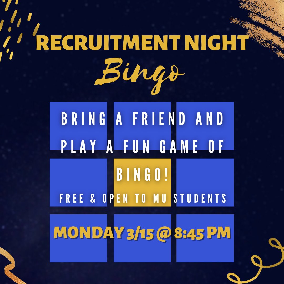 MiseriSTAF's tweet photo. Do you want to learn more about MU STAF? Come hear about the @misericordiau philanthropy program and have fun meeting new people this Monday, March 15th at 7pm on Zoom. It is open to all MU students and be sure to register before at https://t.co/GeiEYwEIk7! 💙💛 #bingonight https://t.co/mNB0l97LJG