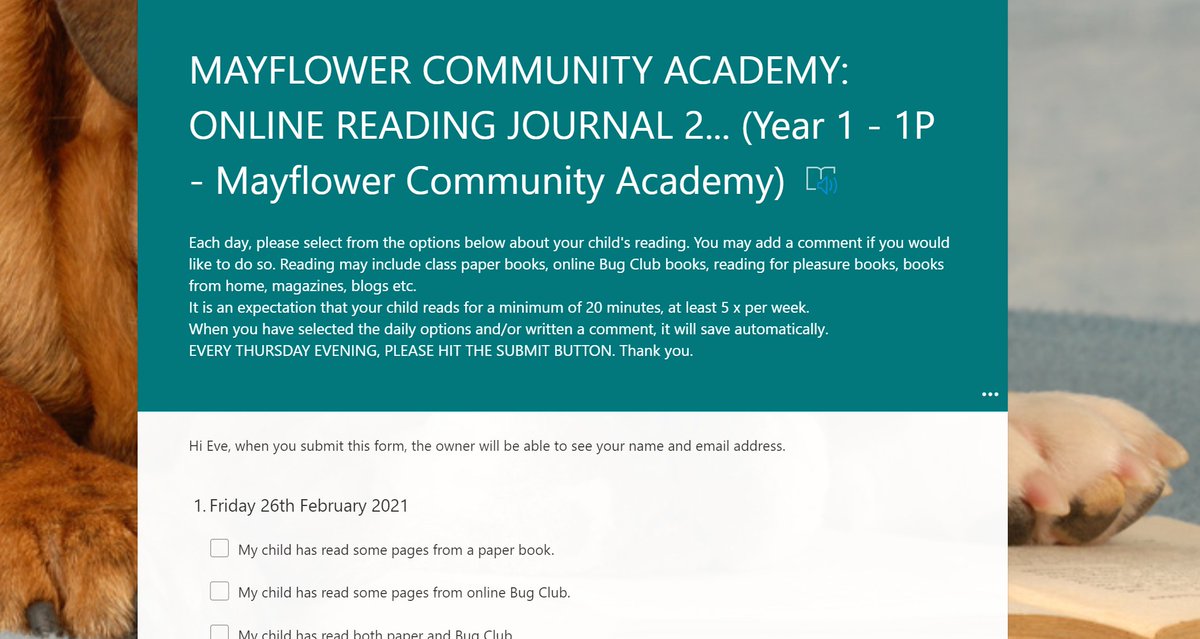 Thursday= Time to submit your child's Online Reading Journal! <a href="/Mayflower_MCA/">Mayflower Academy</a> <a href="/sarah_sandey/">sarahsandeyMCA</a> <a href="/pennypetersMCA/">Penny Peters</a> <a href="/DavidSammels/">David Sammels</a> @elliebaileyMCA <a href="/LornafrankMCA/">Lorna Frankland</a> <a href="/IsauraSroberts/">Isaura Soraya Roberts</a> <a href="/kellydannmca/">Kelly Dann</a> <a href="/JessAthertonMCA/">Jessica Atherton</a> <a href="/JacquiJonesMCA/">Jacqui Jones</a>