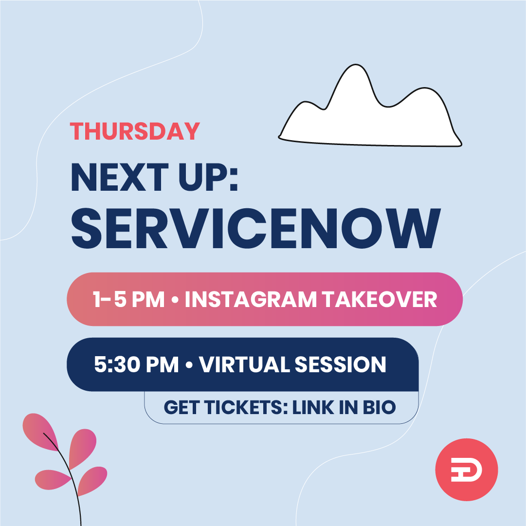 The fun continues on our virtual #sddesigntrek2021! Next up is powerhouse <a href="/ServiceNow/">ServiceNow</a> with an IG takeover and virtual session. Learn about their design team this afternoon + get a deeper "Day in the Life" look at an Experience Org role of your choice during their 5:30pm Zoom!