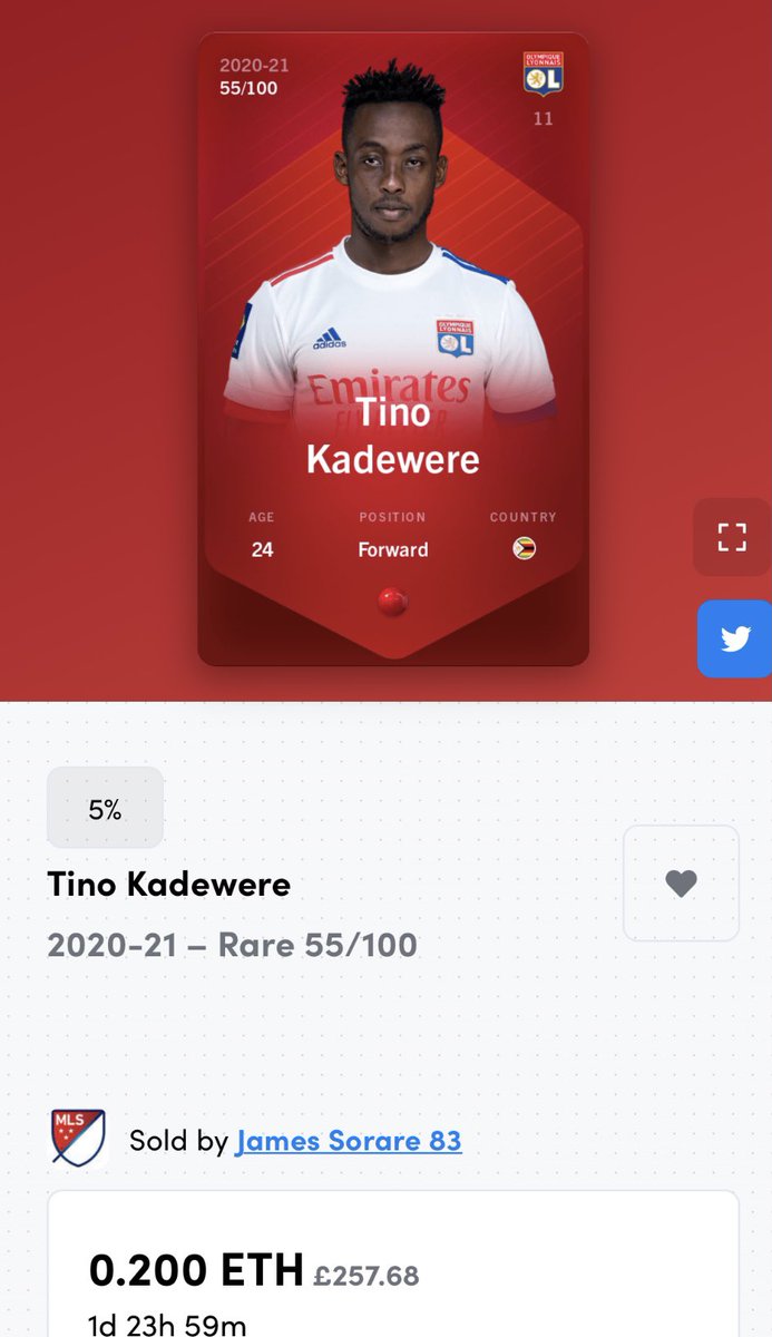 Calling all #sorare collectors!

I won a Kadewere as a reward, but he’s not in a league I dabble in.

Put him up for sale at a serious discount, happy to take offers too.

Give me a shout!