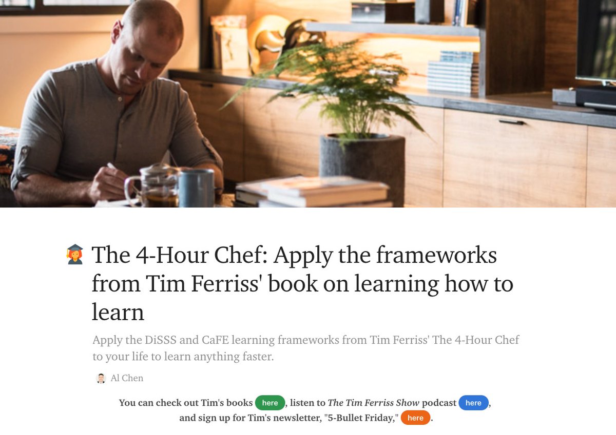 bigal123's tweet image. 🧑‍🔬 The @fourhourchef was one of my favorite books from @tferriss on learning how to learn, so I created a simple template in @coda_hq to put into practice some of the exercises in the book. #4hourchef