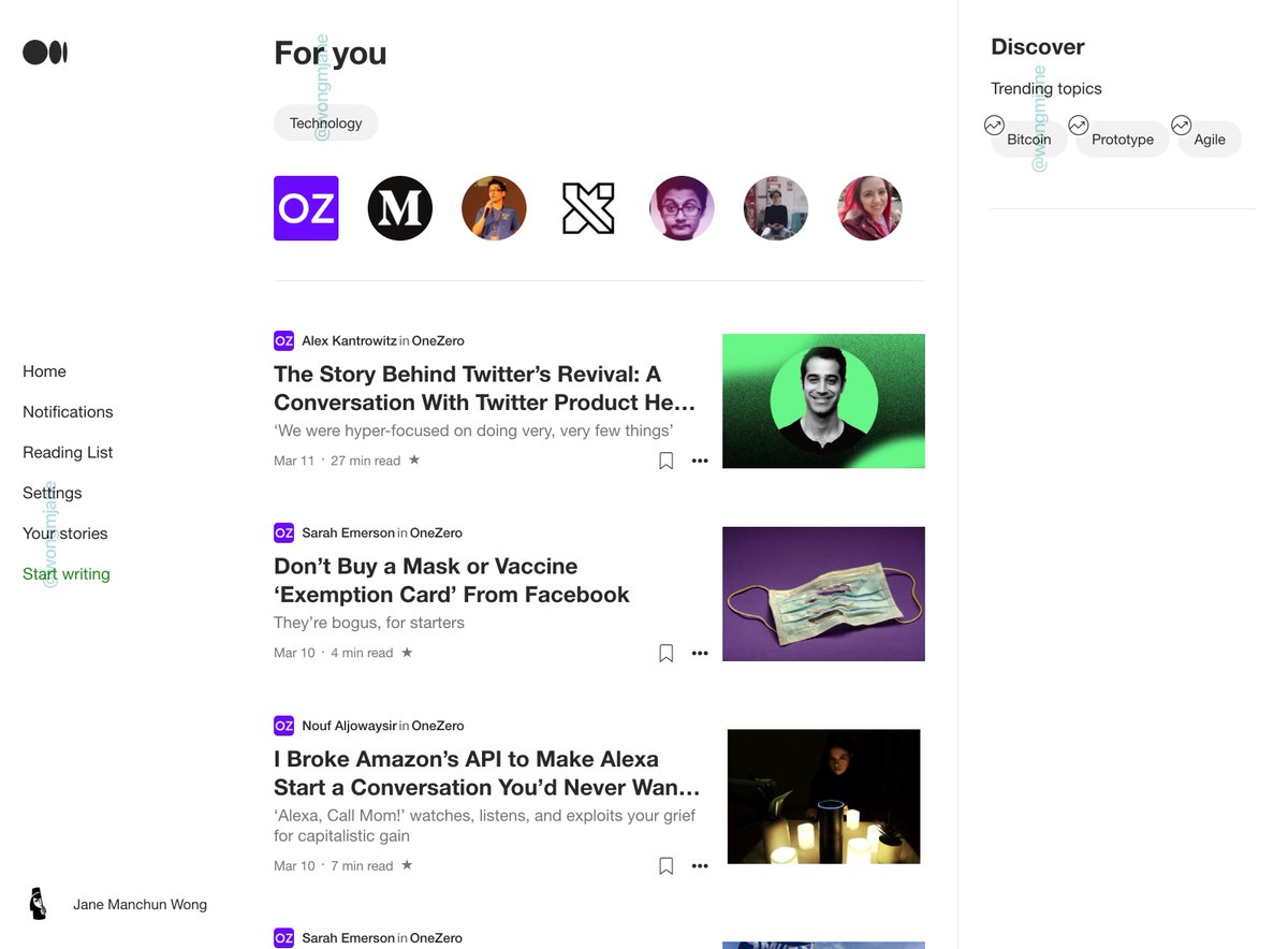 wongmjane's tweet photo. Medium is working on a new home page for the web https://t.co/FdzpVCHxN3