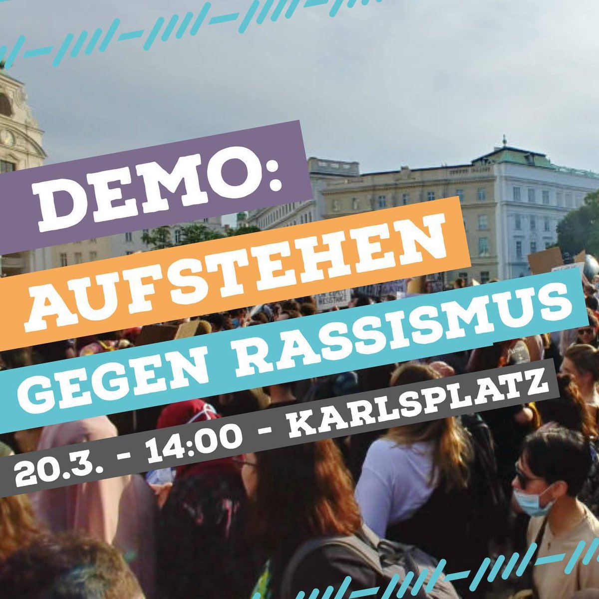 Am 20.3. stehen wir gemeinsam mit <a href="/MAsylpolitik/">Plattform für eine menschliche Asylpolitik</a>, <a href="/jugendstehtauf_/">#jugendstehtauf</a> und dem <a href="/BlackVoicesVB/">Black Voices AT</a> gegen Rassismus auf!
Geh mit uns auf die Straße!✊🏽

#schulengegenabschiebungen
#aufstehengegenrassismus
#wirhabenplatz
#blacklivesmatter
#abschiebungenstoppen