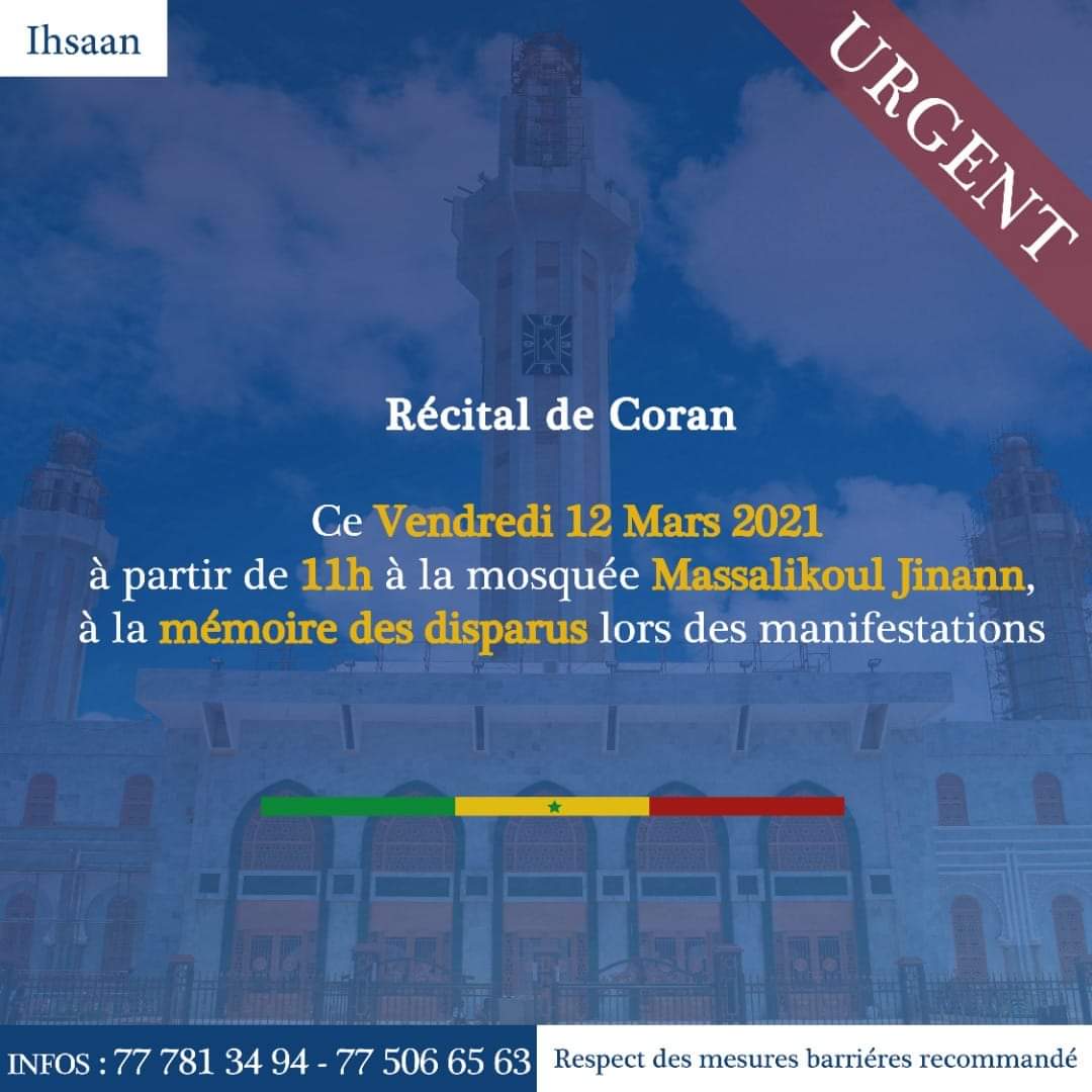 DiorfallGueye2's tweet image. Le récital de coran initialement prévu demain à 15h débutera à 11h sous la présence de l’Imam de la grande mosquée de Massalikul Jinan. 

Max de partages svp