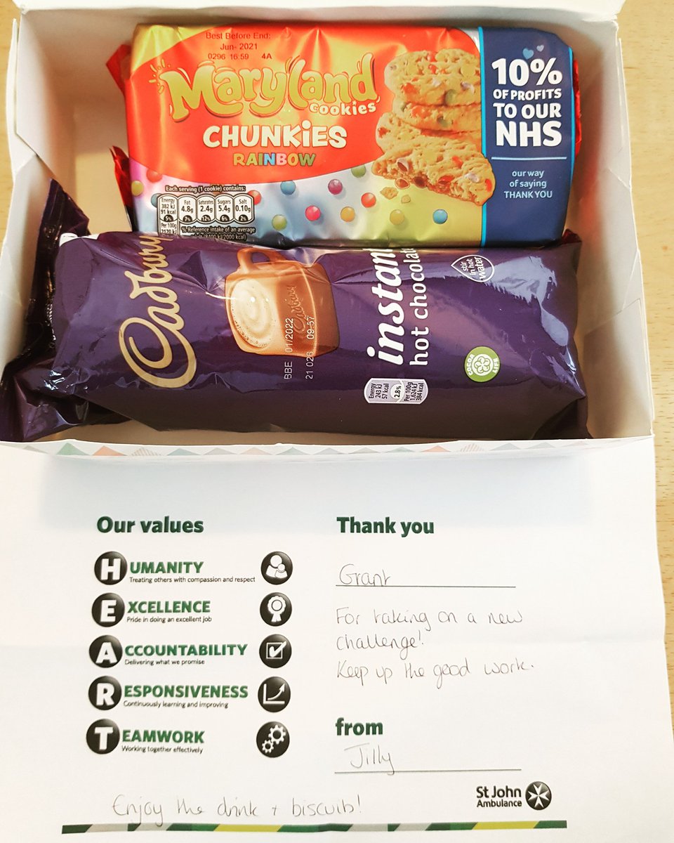 OnlyGrantBrown's tweet image. Working over 48hrs a week....and also revising for my FREC4 course...whilst leading a team of over 100 Vaccinators with @stjohnambulance has absolutely wiped me out...but getting this little parcel today from my St John District Lead has perked me right up.👌
#itsthelittlethings
