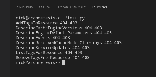 Frichette_n's tweet photo. So far fuzzing the AWS API has been surprisingly interesting. Building off my previous work, turns out that it isn't just the json protocol that can enumerate permissions without CloudTrail logging. The next blog post is sure to be cool! https://t.co/EfdnH4DlI7
