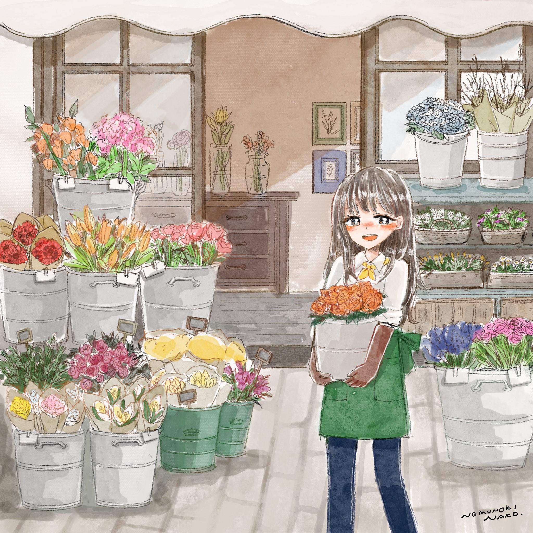 ねむのき なこ 25 Flower Shop 1日1絵 100日間100枚イラストチャレンジ Illustration 女の子 女の子イラスト ガールズイラスト 絵描きさんと繋がりたい 絵柄が好みって人がいればいいなぁ ねむのき100 T Co 4xmhcwe5ay Twitter