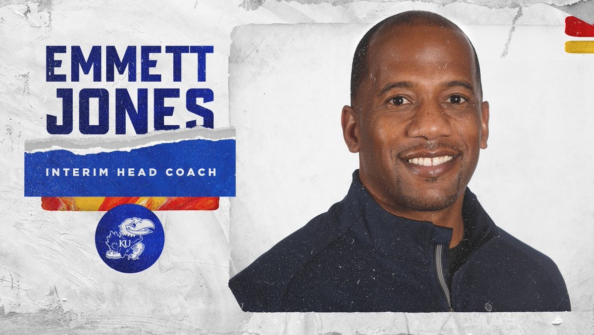 Ready to work 💪 Emmett Jones will serve as our interim head coach. More | kuathne.ws/2OmJcqd #RockChalk x #kufball