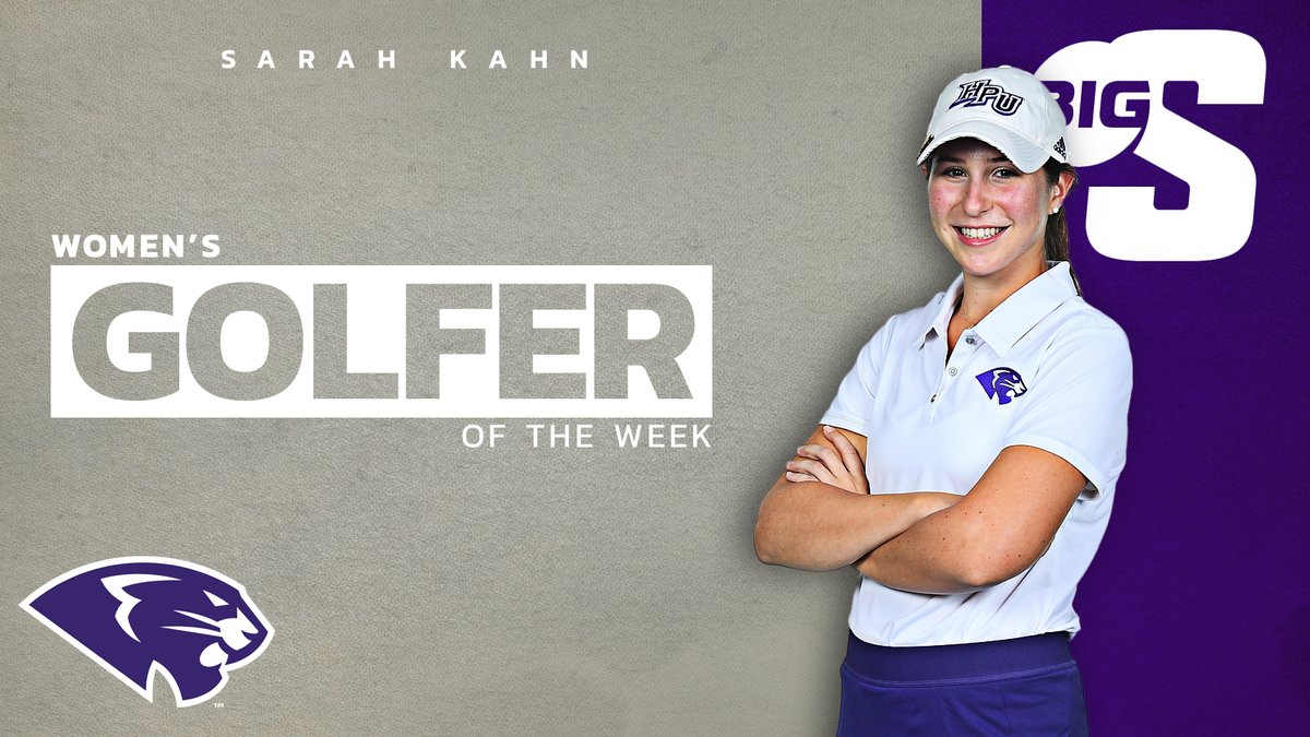 BigSouthSports's tweet photo. She finished 1⃣3⃣-UNDER and claimed medalist honors at the River Landing Classic! 🥇

@HPUWomensGolf's Sarah Kahn is the #BigSouthGolf⛳️ Women's Golfer of the Week! https://t.co/UaMhvr87Yr