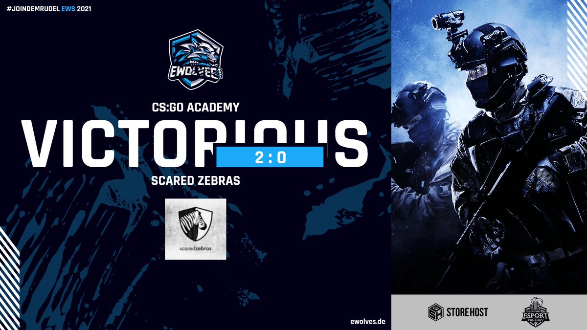 eWolves (@ewolvesde) on Twitter photo Was ein Debut 😍
Unser #CSGO Academy Team gewinnt im Auftaktmatch der #99Liga Kalibrierungsphase mit 2:0 gegen "Scared Zebras". 
Mit 16:4 auf Overpass und 16:10 auf Mirage haben sich unsere Jungs gut präsentiert und wir freuen uns auf weitere Performances wie diese 🔥🐺
#eWolves Was ein Debut 😍
Unser #CSGO Academy Team gewinnt im Auftaktmatch der #99Liga Kalibrierungsphase mit 2:0 gegen "Scared Zebras". 
Mit 16:4 auf Overpass und 16:10 auf Mirage haben sich unsere Jungs gut präsentiert und wir freuen uns auf weitere Performances wie diese 🔥🐺
#eWolves