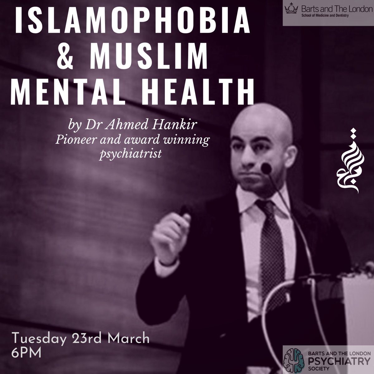 <a href="/BL_PsychSoc/">BL PsychSoc</a> and BL Islamic Society are honoured to have <a href="/ahmedhankir/">Professor Ahmed Hankir</a> giving his talk on "Islamophobia and Muslim Mental Health". 

TUESDAY 23RD MARCH 6PM

Register at eventbrite.co.uk/e/144292136665