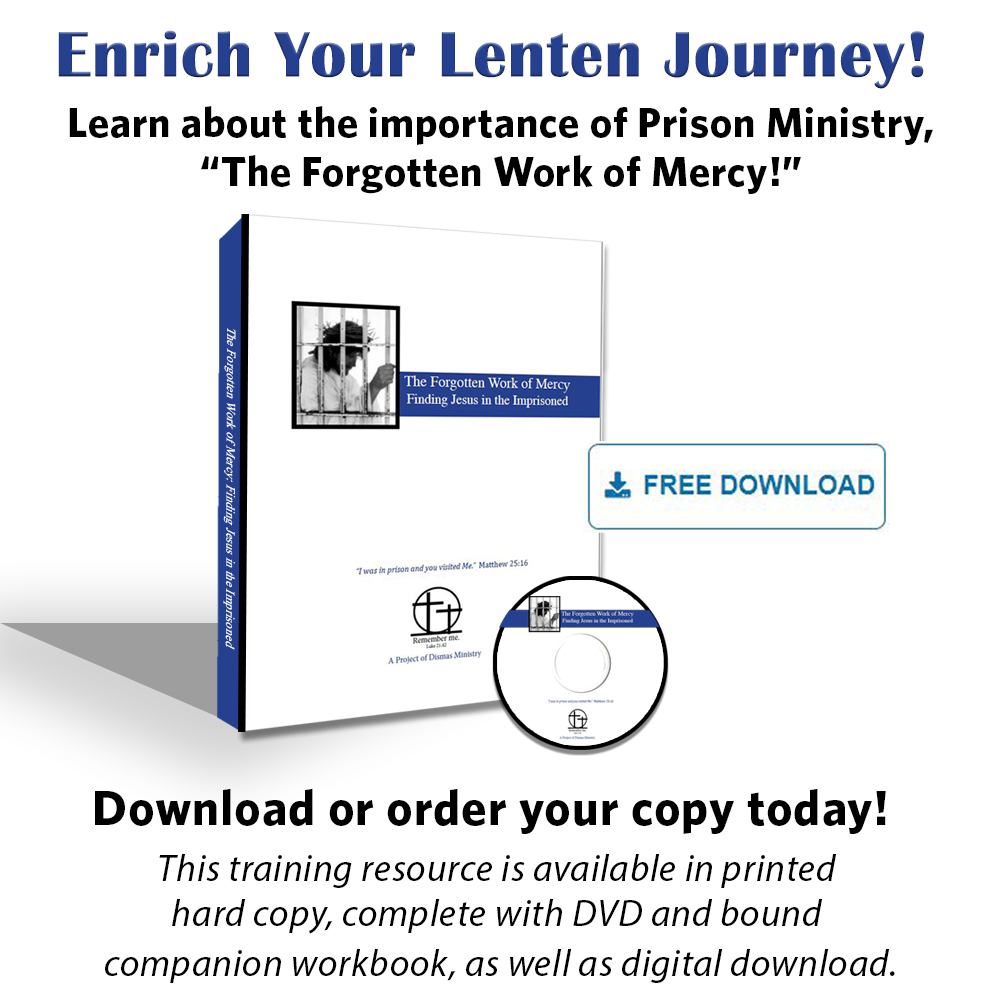 DismasMinistry's tweet image. Introducing a new training resource from Dismas Ministry.  "The Forgotten Work of Mercy: Finding Jesus in the Imprisoned." Download for free dismasministry.org/fwom/

#lent #forgottenworkofmercy #workofmercy #Catholic #prisonministry #prison #ministry